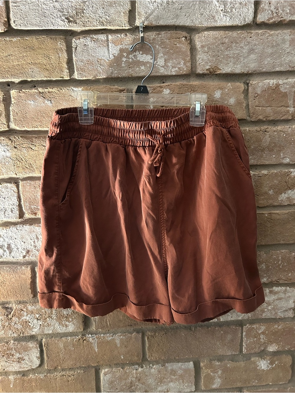 Universal Thread Women's High-Rise Drawstring Shorts in Rust